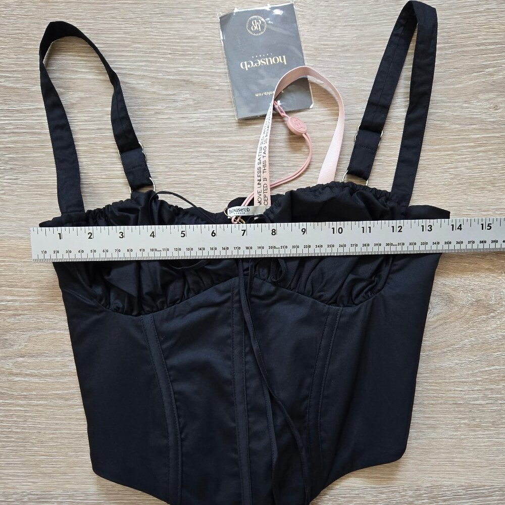 HOUSE OF CB Analia Lace-Up Crop Corset Camisole Black X-Small A/C New With Tags - Picture 9 of 16